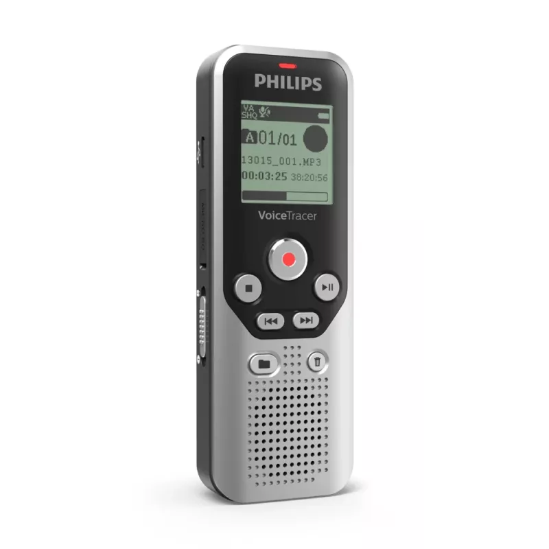 Dyktafon Philips DVT1250 z pamięcią wewnętrzną i kartą flash, czarny, szary