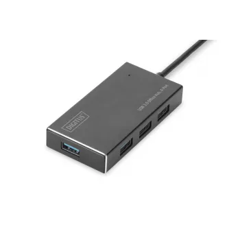 DIGITUS USB 3.0 Hub, 4-port Z zasilaczem 5V/2A Obudowa aluminiowa