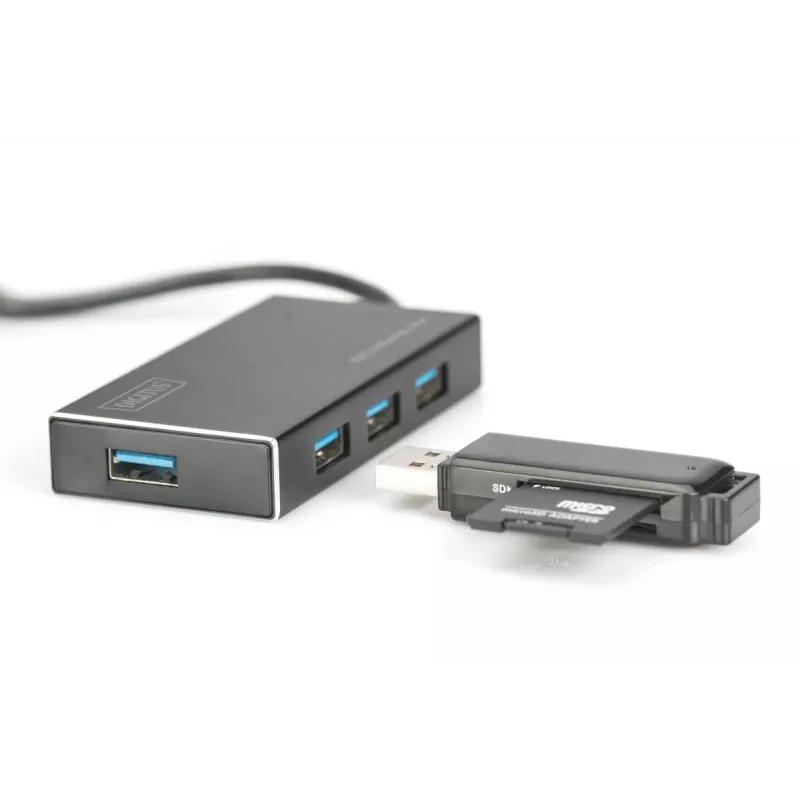 DIGITUS USB 3.0 Hub, 4-port Z zasilaczem 5V/2A Obudowa aluminiowa
