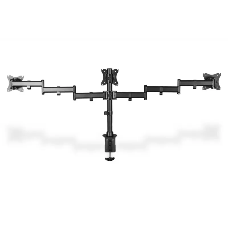 DIGITUS Triple Monitor Desk clamp mount, Czarny 90degree Swivel,45degree Tilt,rotate 360degree,15-27in TFT, max load 3x8Kg,VESA max100x100