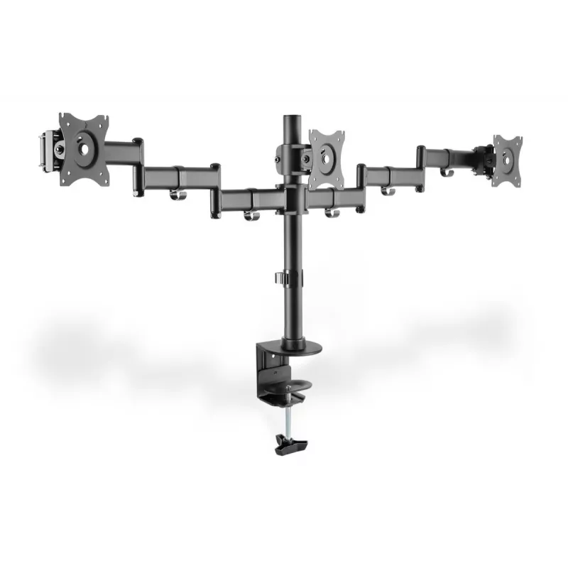 DIGITUS Triple Monitor Desk clamp mount, Czarny 90degree Swivel,45degree Tilt,rotate 360degree,15-27in TFT, max load 3x8Kg,VESA max100x100