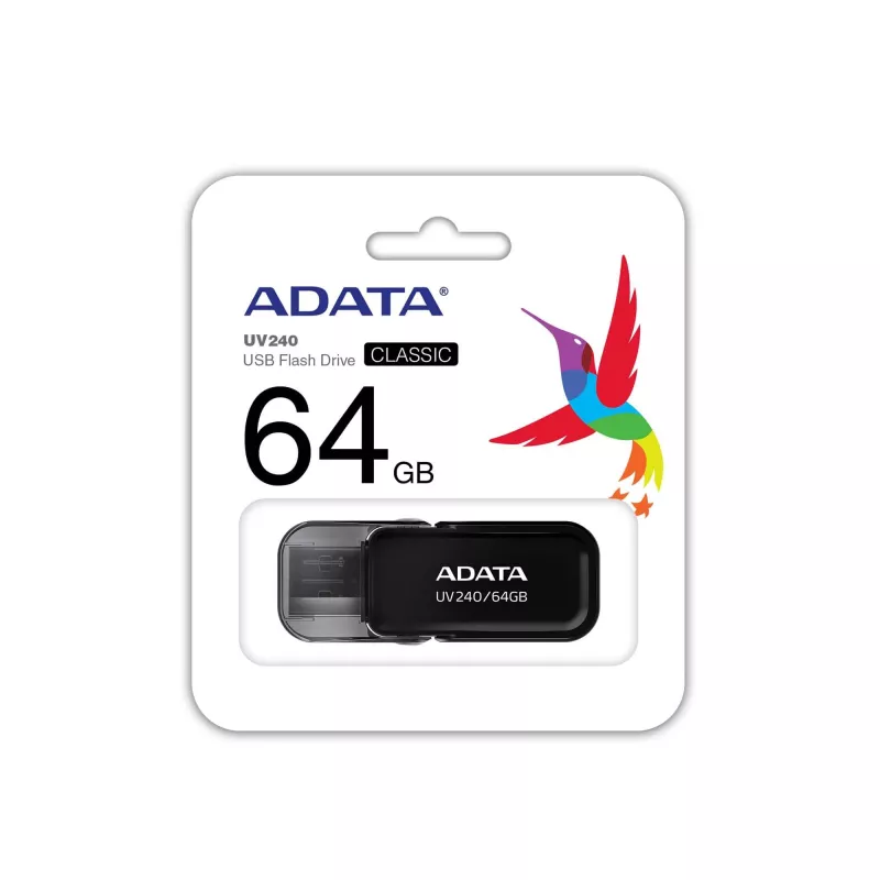 Pamięć USB ADATA USB Type-A 2.0 64 GB UV240, czarna, konstrukcja z zatyczką
