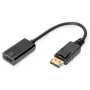 Przewód adaptera DisplayPort DIGITUS ASSMANN, DP - HDMI typ A M/F, 20 cm z blokadą, HDMI Ver. 2.0, aktywny, CE, złoty, czarny