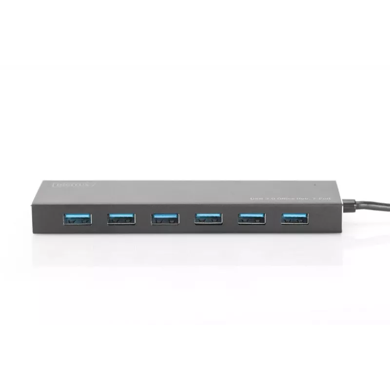 Koncentrator USB 3.0 DIGITUS, 7 portów, zasilacz 5V/3,5A, obudowa aluminiowa