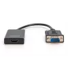 Konwerter DIGITUS VGA na HDMI + Audio (3.5 mm) Full HD (1080p), kabel o długości 15 cm, czarny