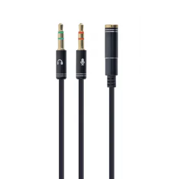 Adapter audio Gembird CCA-418M, gniazdo 3,5 mm na 2 × wtyk 3,5 mm, 0,2 m, czarny
