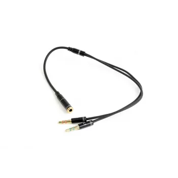 Adapter audio Gembird CCA-418M, gniazdo 3,5 mm na 2 × wtyk 3,5 mm, 0,2 m, czarny