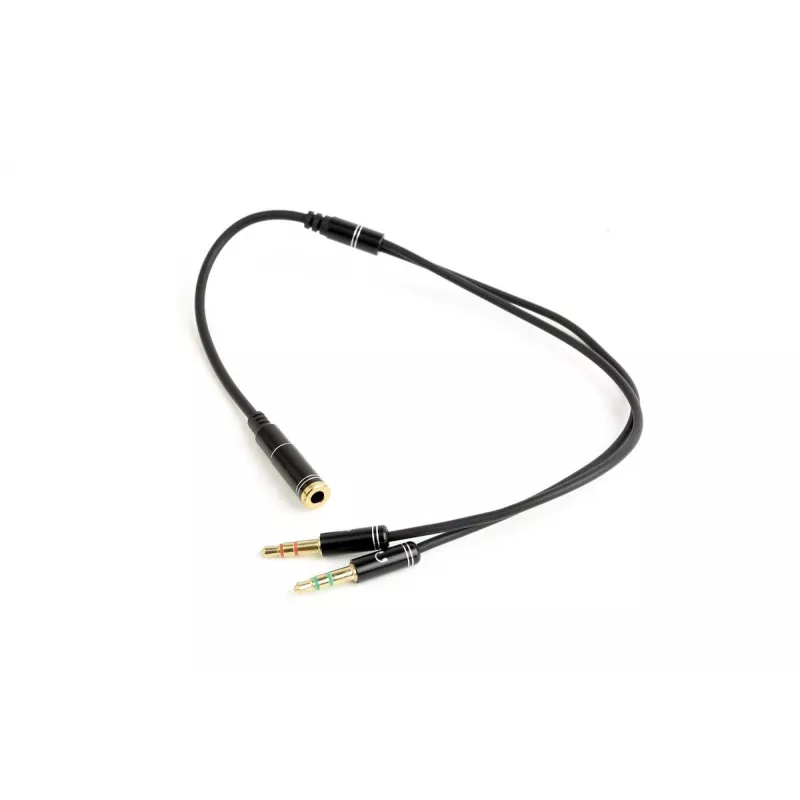 Adapter audio Gembird CCA-418M, gniazdo 3,5 mm na 2 × wtyk 3,5 mm, 0,2 m, czarny