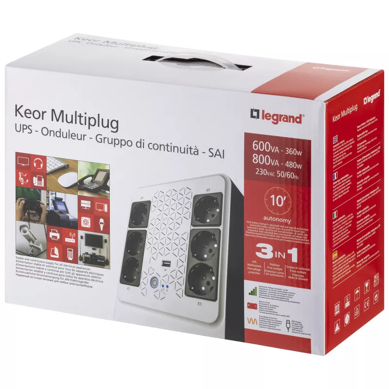 Zasilacz awaryjny (UPS) Legrand Keor ASI MULTIPLUG 800 FR Line-Interactive 0.8 kVA 480 W 6 gniazd AC