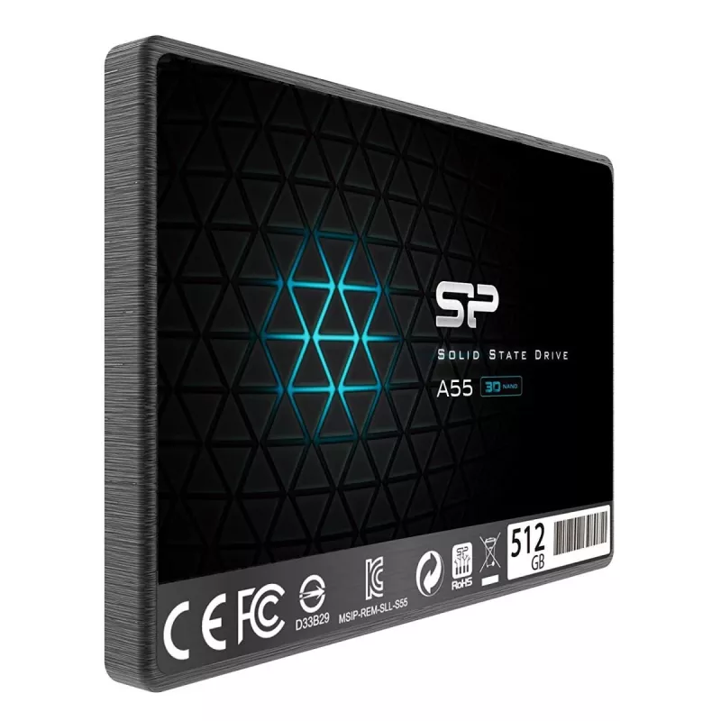 Dysk SSD 2,5 cala SATA III Silicon Power Ace A55 — 512 GB, 3D TLC, do 560/530 MB/s, 7 mm, Czarny