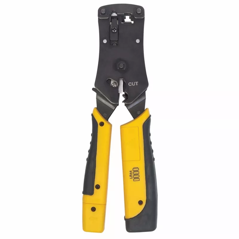 Intellinet Universal Modular Plug Crimping Tool and kabel Tester, 2-in-1 Crimper and kabel Tester: Cuts, Strips, Terminates and Tests, RJ45/RJ11/RJ12/RJ22