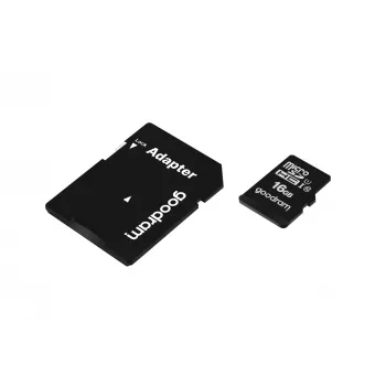 Karta pamięci MicroSDHC GOODRAM 16 GB Class 10 UHS-I (U1), odczyt 100 MB/s, zapis 10 MB/s, odporna na magnesy, z adapterem SD