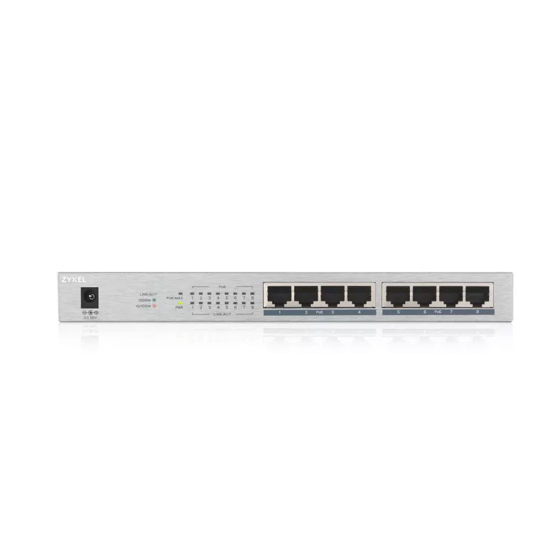 Zyxel GS1008HP Niezarządzany przełącznik Gigabit Ethernet (10/100/1000) Power over Ethernet (PoE) Szary