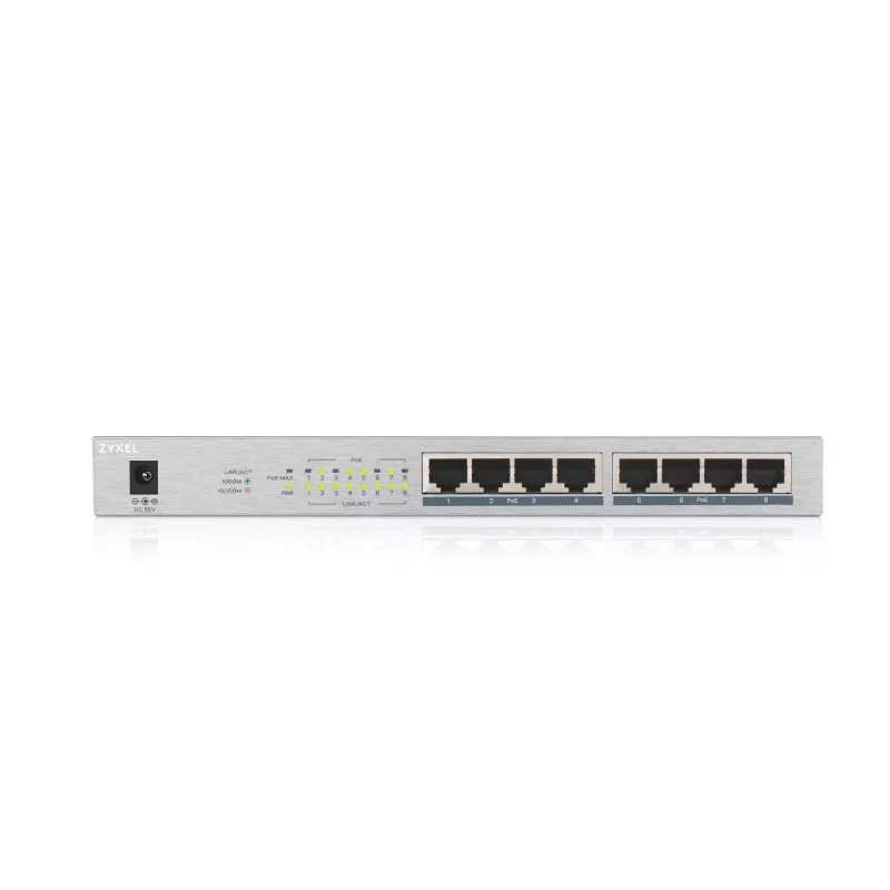 Zyxel GS1008HP Niezarządzany przełącznik Gigabit Ethernet (10/100/1000) Power over Ethernet (PoE) Szary