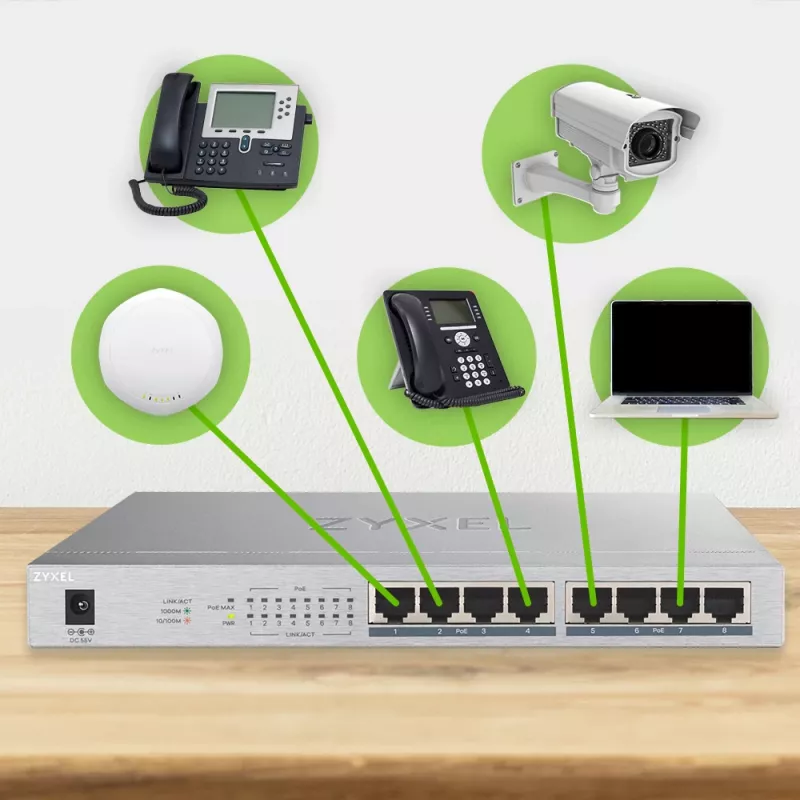 Zyxel GS1008HP Niezarządzany przełącznik Gigabit Ethernet (10/100/1000) Power over Ethernet (PoE) Szary