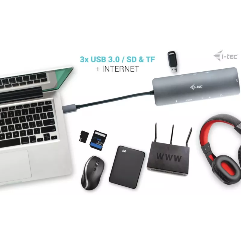 Stacja dokująca i-tec Metal USB-C Nano Docking Station 4K HDMI LAN Power Delivery 100 W
