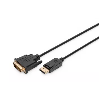 DIGITUS DisplayPort Adapter kabel, Dp - DVI (24+1) M/m, 2m W/interlock, Dp 1.1a Kompatybilny, Ce Czarny