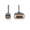 DIGITUS DisplayPort Adapter kabel, Dp - DVI (24+1) M/m, 2m W/interlock, Dp 1.1a Kompatybilny, Ce Czarny
