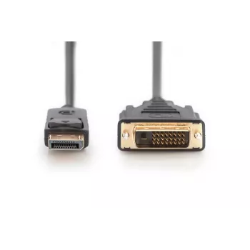 DIGITUS DisplayPort Adapter kabel, Dp - DVI (24+1) M/m, 2m W/interlock, Dp 1.1a Kompatybilny, Ce Czarny
