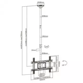 Uchwyt sufitowy MACLEAN MC-803 do monitorów LED/LCD 23–100 cali do 50 kg VESA 600×400