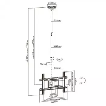 Uchwyt sufitowy MACLEAN MC-803 do monitorów LED/LCD 23–100 cali do 50 kg VESA 600×400