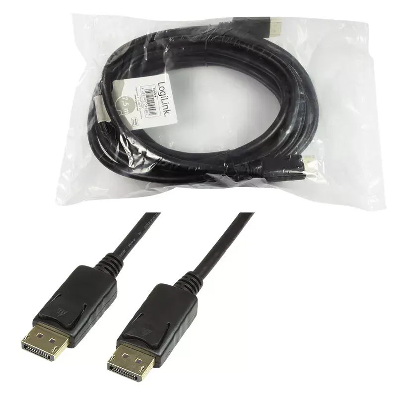 Kabel DisplayPort LogiLink CV0076 7.5 m czarny