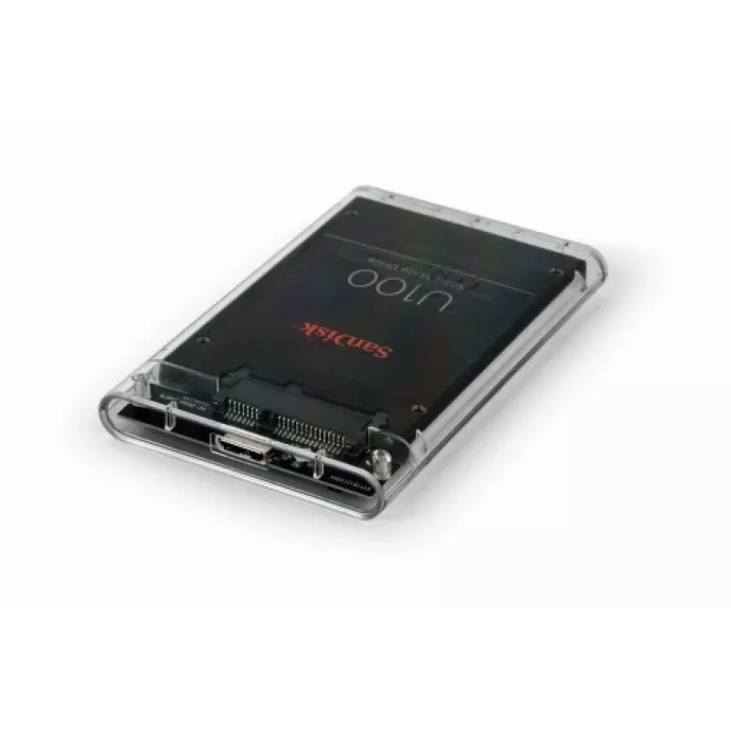 Obudowa GEMBIRD USB 3.0 na dysk SATA 2,5 cala o grubości 9,5 mm, przezroczysty plastik