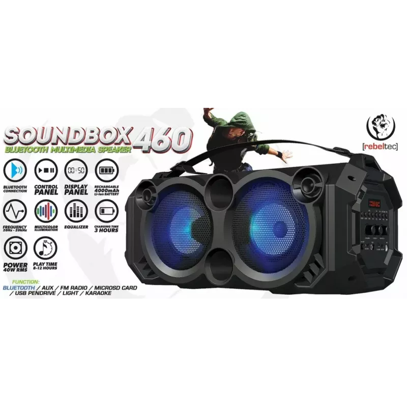 Głośnik Bluetooth SoundBox 460, Czarny