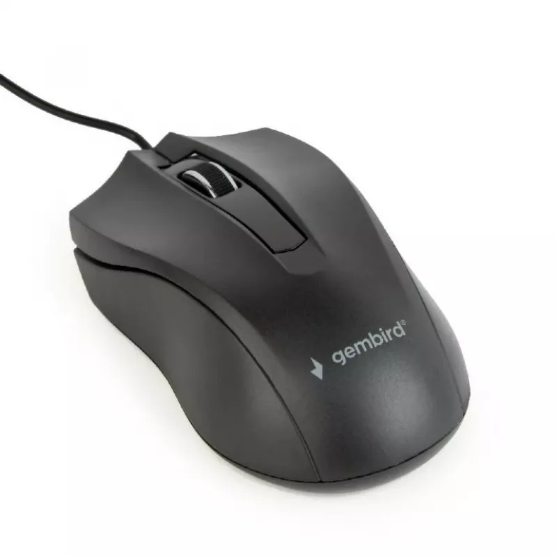 Przewodowa symetryczna mysz optyczna Gembird MUS-3B-01 — USB Typ-A, 1000 DPI, 3 przyciski, czarna
