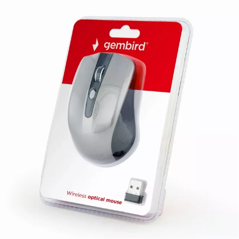 GEMBIRD Mysz bezprzewodowa Optyczna MUSW-4B-04-BG - 4 przyciski Czarna/Szarość kosmiczna