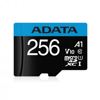 Karta pamięci flash MicroSDXC ADATA 256 GB UHS‑I Class 10 V10 (odczyt 100 MB/s, zapis 25 MB/s) z adapterem SD