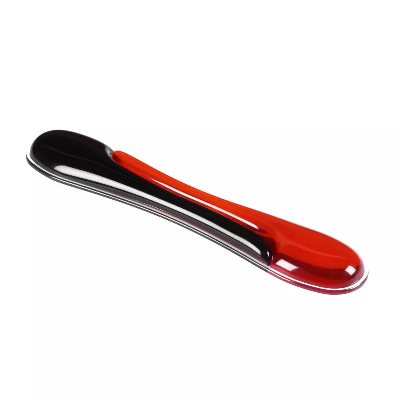 Podkładka pod nadgarstki pod klawiaturę Kensington Duo Gel — czerwona, czarna, czerwona, żel, Tajwan, MIL-STD-810H Metoda 504.3 Zanieczyszczenie płynami, 240 mm, 182 mm