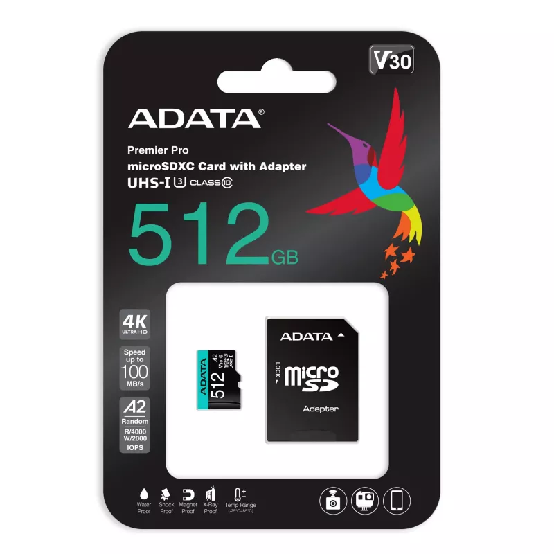 Pamięć Flash ADATA 512 GB MicroSDXC Klasa 10 Premier Pro