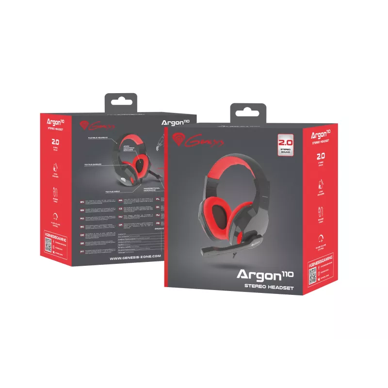 GENESIS Argon 110 Zestaw słuchawkowy Przewodowy Nagłowny Gaming Czarny, Czerwony