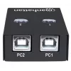 Przełącznik współdzielenia USB MANHATTAN 162005, USB 2.0 Type-B, 2 porty, 480 Mbps, kabel 1,5 m, biały