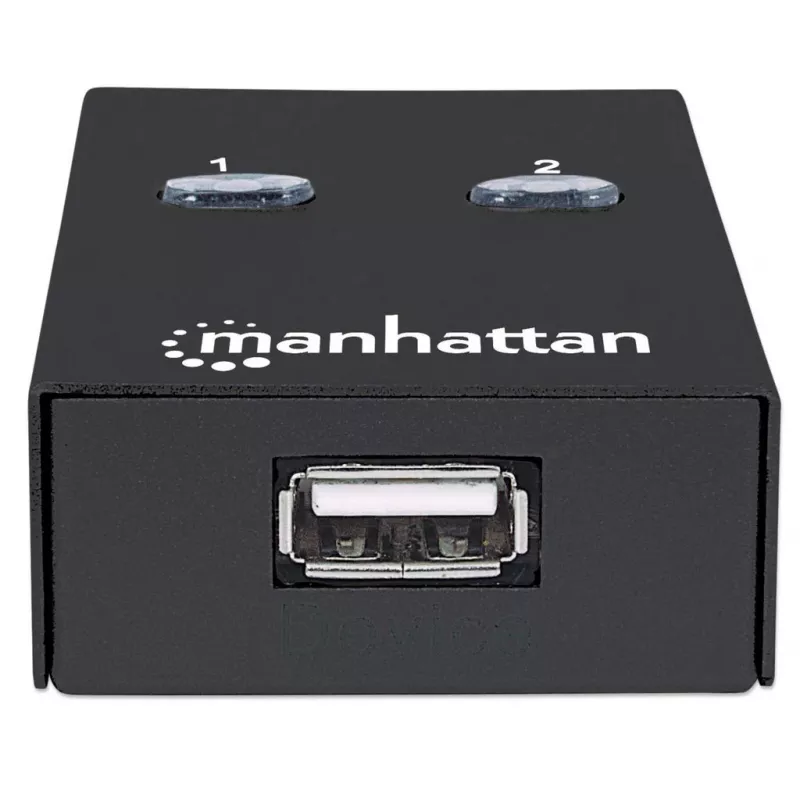 Przełącznik współdzielenia USB MANHATTAN 162005, USB 2.0 Type-B, 2 porty, 480 Mbps, kabel 1,5 m, biały