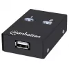 Przełącznik współdzielenia USB MANHATTAN 162005, USB 2.0 Type-B, 2 porty, 480 Mbps, kabel 1,5 m, biały