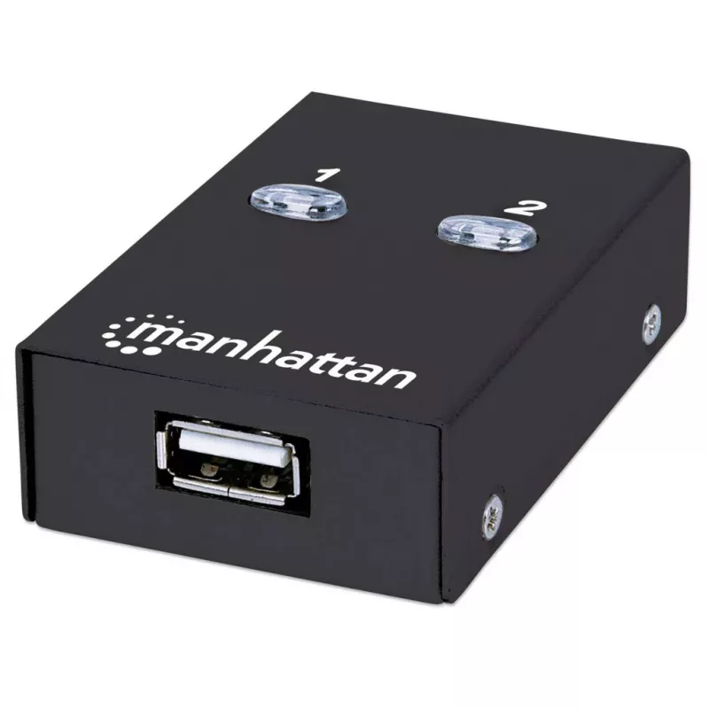 Przełącznik współdzielenia USB MANHATTAN 162005, USB 2.0 Type-B, 2 porty, 480 Mbps, kabel 1,5 m, biały