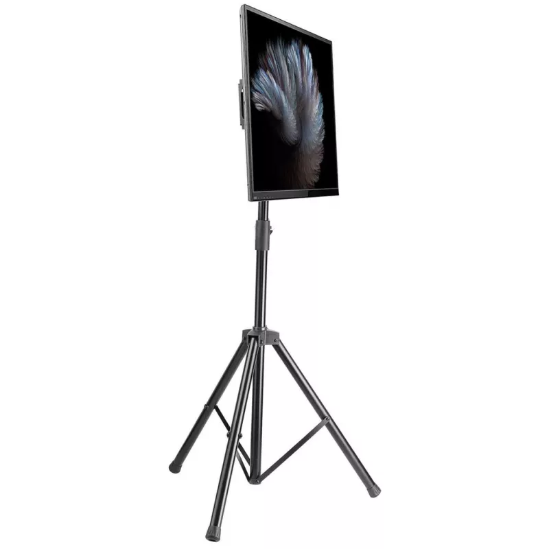 Manhattan Tripod Floor Mount do TV i monitorów, zestaw stojaka, Do ekranów: 37 inch do 65 inch, Kompatybilność VESA: wszystkie między 200x200 a 600x400mm – sprawdź wymiary czterech otworów montażowych z tyłu ekranu, aby upewnić się, że pasuje, Maks. 35kg, Czarny, LFD, Uchwyt