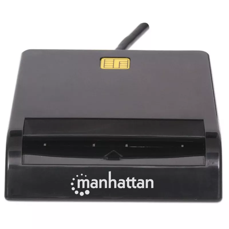 Czytnik kart stykowych MANHATTAN 102049 — USB 2.0, kabel 1,05 m, czarny, obudowa ABS