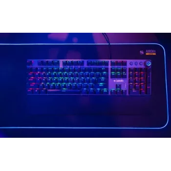 Przewodowa mechaniczna klawiatura gamingowa IBOX AURORA K-4 — QWERTY, 108 klawiszy, regulowane podświetlenie LED, wodoodporna, USB, kabel 1,6 m