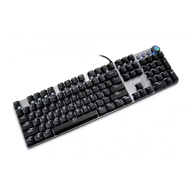 Przewodowa mechaniczna klawiatura gamingowa IBOX AURORA K-4 — QWERTY, 108 klawiszy, regulowane podświetlenie LED, wodoodporna, USB, kabel 1,6 m