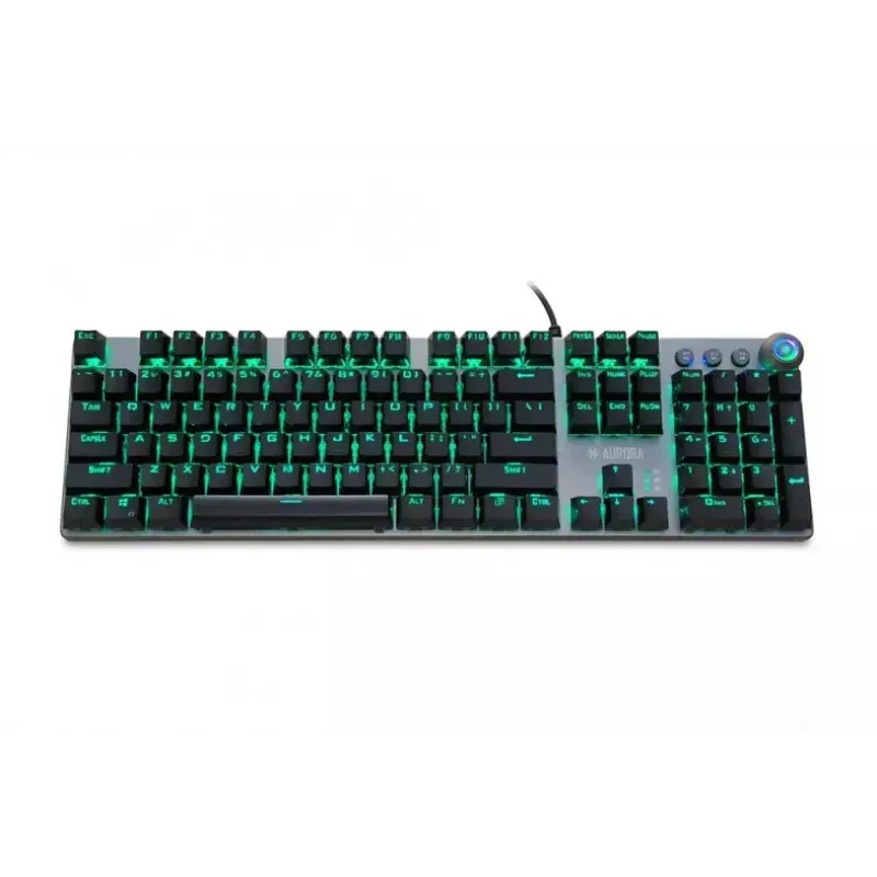 Przewodowa mechaniczna klawiatura gamingowa IBOX AURORA K-4 — QWERTY, 108 klawiszy, regulowane podświetlenie LED, wodoodporna, USB, kabel 1,6 m
