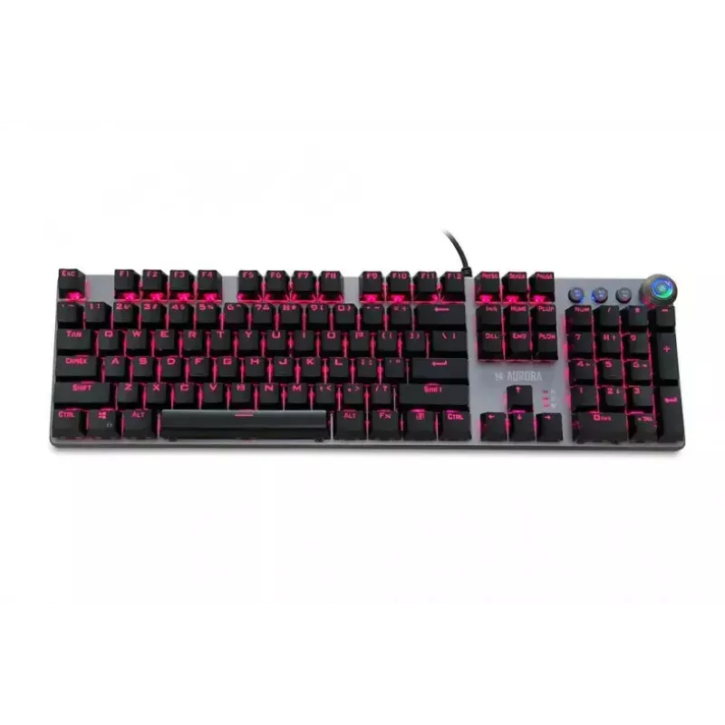 Przewodowa mechaniczna klawiatura gamingowa IBOX AURORA K-4 — QWERTY, 108 klawiszy, regulowane podświetlenie LED, wodoodporna, USB, kabel 1,6 m