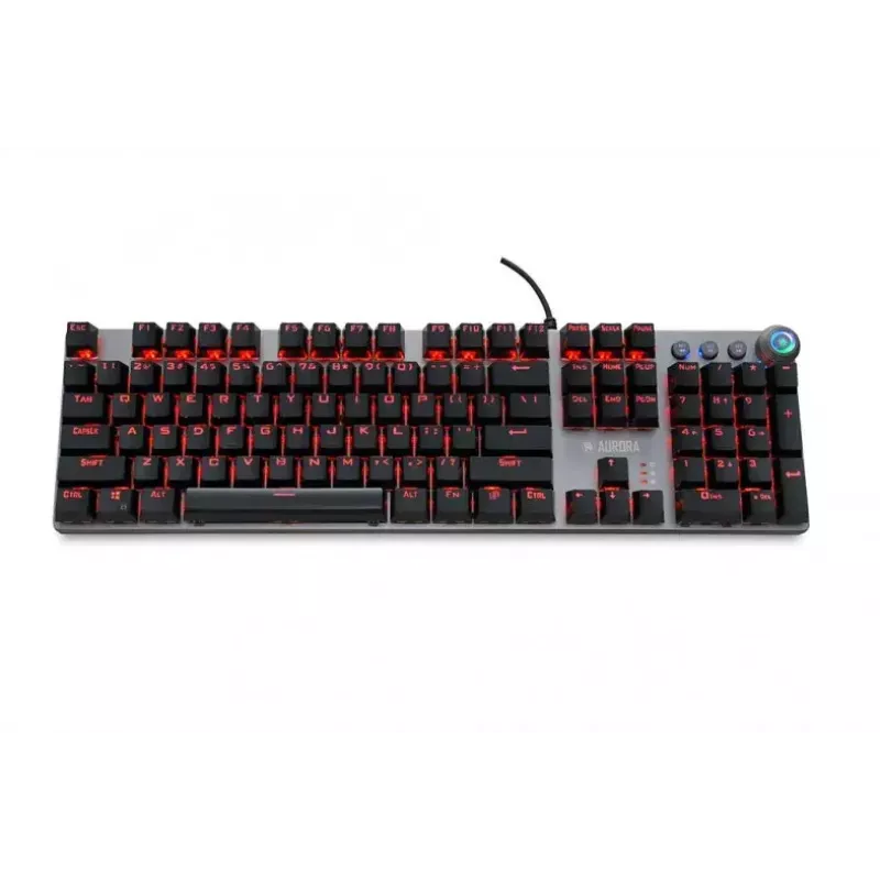 Przewodowa mechaniczna klawiatura gamingowa IBOX AURORA K-4 — QWERTY, 108 klawiszy, regulowane podświetlenie LED, wodoodporna, USB, kabel 1,6 m