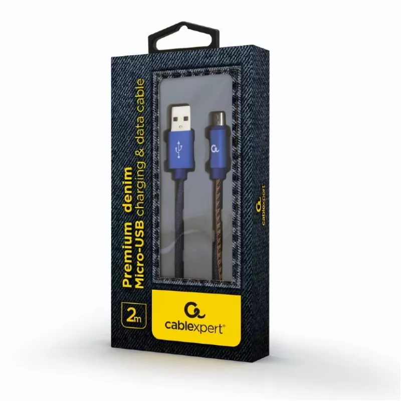 GEMBIRD Premium Jeans (denim) Micro-USB kabel With Metal Connectors, 2m, niebieski
