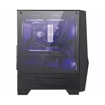 Obudowa komputerowa MSI MAG FORGE 100M Mid Tower Gaming 'Czarny, 2x 120mm RGB PWM Wentylator, 1x 120mm Wentylator, 1-6 RGB Hub, Panel ze szkła hartowanego, ATX, mATX, mini-ITX'