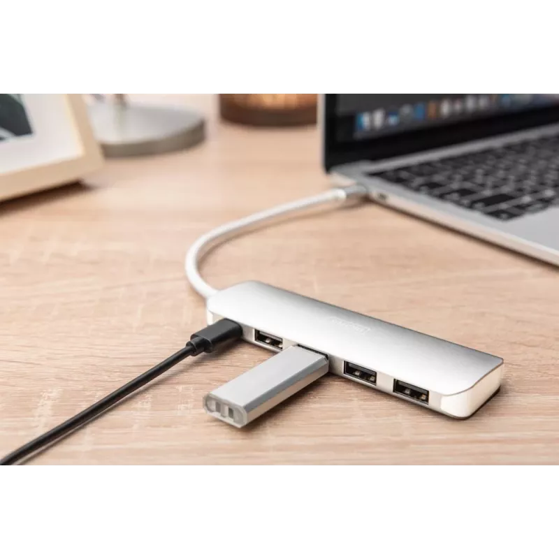 DIGITUS USB-C HUB 4-Port PD 4x USB 3.0, 1x PD Charging, szary