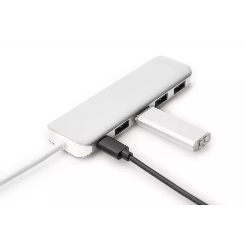 DIGITUS USB-C HUB 4-Port PD 4x USB 3.0, 1x PD Charging, szary