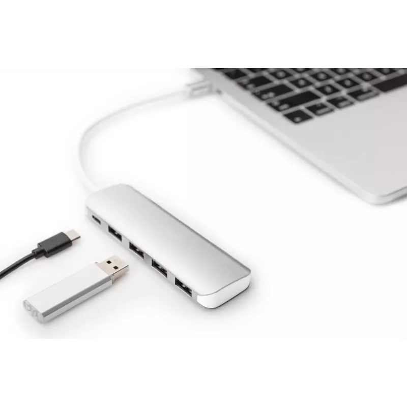 DIGITUS USB-C HUB 4-Port PD 4x USB 3.0, 1x PD Charging, szary